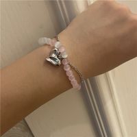 Fashion Pink Tourmaline Stone Heart Pendant Double Necklace Wholesale Nihaojewelry main image 4