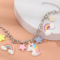 Metal Chain Unicorn Rainbow Star Pendant Bracelet Wholesale Nihaojewelry main image 3