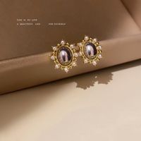 Fashion Pearl Oval Alloy Stud Earrings Wholesale Nihaojewelry main image 2