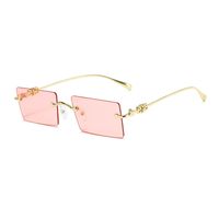 Fashion Geometric Small Box Rimless Sunglasse sku image 17