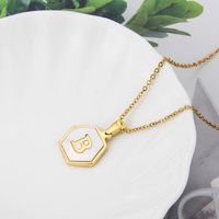 Titanium Steel 18K Gold Plated Simple Style Plating Inlaid Shell Letter Shell Necklace sku image 2