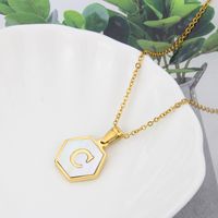 Titanium Steel 18K Gold Plated Simple Style Plating Inlaid Shell Letter Shell Necklace sku image 3