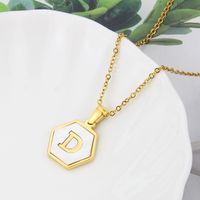 Titanium Steel 18K Gold Plated Simple Style Plating Inlaid Shell Letter Shell Necklace sku image 4