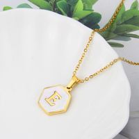 Titanium Steel 18K Gold Plated Simple Style Plating Inlaid Shell Letter Shell Necklace sku image 5