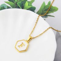 Titanium Steel 18K Gold Plated Simple Style Plating Inlaid Shell Letter Shell Necklace sku image 6