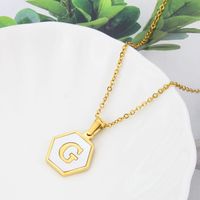 Titanium Steel 18K Gold Plated Simple Style Plating Inlaid Shell Letter Shell Necklace sku image 7