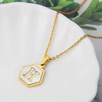 Titanium Steel 18K Gold Plated Simple Style Plating Inlaid Shell Letter Shell Necklace sku image 8