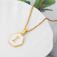 Titanium Steel 18K Gold Plated Simple Style Plating Inlaid Shell Letter Shell Necklace sku image 9
