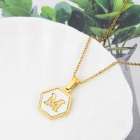 Titanium Steel 18K Gold Plated Simple Style Plating Inlaid Shell Letter Shell Necklace sku image 12