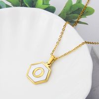 Titanium Steel 18K Gold Plated Simple Style Plating Inlaid Shell Letter Shell Necklace sku image 14