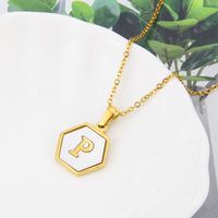 Titanium Steel 18K Gold Plated Simple Style Plating Inlaid Shell Letter Shell Necklace sku image 15