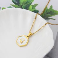 Titanium Steel 18K Gold Plated Simple Style Plating Inlaid Shell Letter Shell Necklace sku image 16