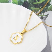 Titan Stahl 18 Karat Vergoldet Einfacher Stil Überzug Eingelegte Schale Brief Hülse Halskette sku image 26