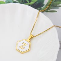 Titanium Steel 18K Gold Plated Simple Style Plating Inlaid Shell Letter Shell Necklace sku image 24