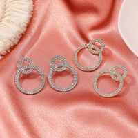 Fashion Full Diamond Geometric Double Circle Earrings Wholesale Nihaojewelry main image 3