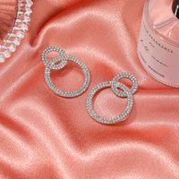 Fashion Full Diamond Geometric Double Circle Earrings Wholesale Nihaojewelry main image 4