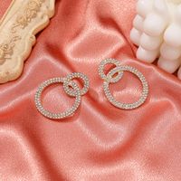 Boucles D&#39;oreilles Géométriques À Double Cercle À La Mode Avec Diamants En Gros Nihaojewelry main image 5