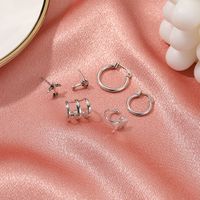 European And American Fashion Retro Ins Style Set Earrings Personality Creative Xingx Aircraft Coconut Tree 5-piece Set Ear Clips And Ear Studs main image 5
