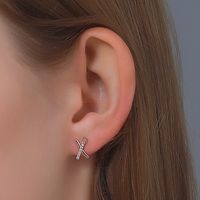 Korean Cross Diamond Letter X Copper Earrings Wholesale Nihaojewelry main image 1