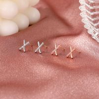 Korean Cross Diamond Letter X Copper Earrings Wholesale Nihaojewelry main image 3