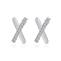 Korean Cross Diamond Letter X Copper Earrings Wholesale Nihaojewelry main image 6