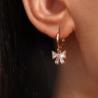 Korean Retro Bow Zircon Copper Earrings Wholesale Nihaojewelry main image 1