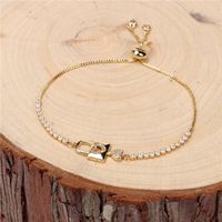 Popular Ornament Wholesale European And American New Micro Rhinestone Heart Bracelet Female Personality Key Lock Pendant Temperament Bracelet main image 5