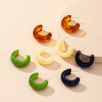 Retro Solid Color Acrylic C-shape Earrings Wholesale Nihaojewelry main image 2