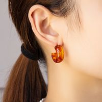 Boucles D&#39;oreilles En Forme De C Acrylique De Couleur Unie Rétro En Gros Nihaojewelry main image 5