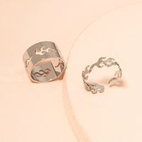 Foreign Trade Cross-border Punk Couple Ring Men And Women Couple Rings Combination Ins Style Hollow Personality Punk Index Finger Ring main image 5