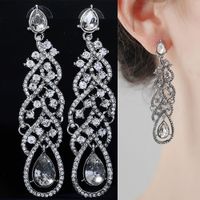 Fashion Alloy Rhinestone Round Drop Earrings Wholesale Nihaojewelry main image 3