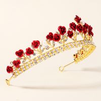 New Wedding Jewelry Baroque Red Rose Diamond Crown Wholesale Nihaojewelry main image 4