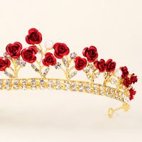 New Wedding Jewelry Baroque Red Rose Diamond Crown Wholesale Nihaojewelry main image 5