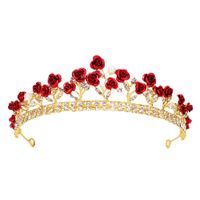 New Wedding Jewelry Baroque Red Rose Diamond Crown Wholesale Nihaojewelry main image 6