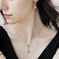 Fashion Shiny Zircon Long Drop-shaped Wedding Two-piece Wholesale Nihaojewelry main image 2