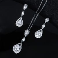 Fashion Shiny Zircon Long Drop-shaped Wedding Two-piece Wholesale Nihaojewelry main image 4