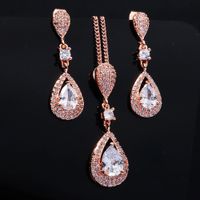 Fashion Shiny Zircon Long Drop-shaped Wedding Two-piece Wholesale Nihaojewelry main image 5