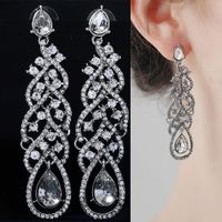 Fashion Rhinestone Long Tassel Earrings Wholesale Nihaojewelry main image 1