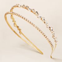 Forest Style Ornament Simple Outing Metal Rhinestone Headband Handmade Double Layer Delicate Girl Headband Temperament Hair Pressing Hairpin main image 2