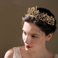 European And American Wedding Veil Accessories Alloy Rhinestone Bridal Headdress Dragonfly Vintage Court Style Crown Adult Ceremony Crown main image 1
