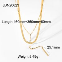 Simple Stainless Steel Double Snake Chain Rope Necklace Wholesale Nihaojewelry sku image 1