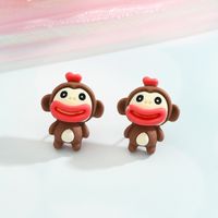 Cartoon Frog Monkey Resin Animal Earrings Wholesale Nihaojewelry sku image 1