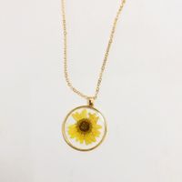 Wholesale Jewelry Small Daisy Transparent Round Pendant Necklace Earrings Nihaojewelry sku image 1