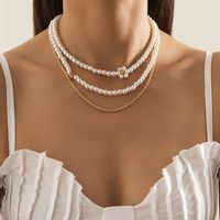 Baroque Beads Stacked Pearl Daisy Twist Copper Necklace Wholesale Nihaojewelry sku image 1