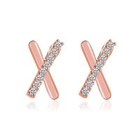 Korean Cross Diamond Letter X Copper Earrings Wholesale Nihaojewelry sku image 1