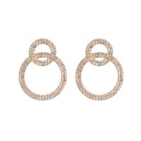 Boucles D&#39;oreilles Géométriques À Double Cercle À La Mode Avec Diamants En Gros Nihaojewelry sku image 1