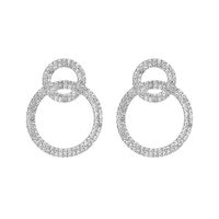 Fashion Full Diamond Geometric Double Circle Earrings Wholesale Nihaojewelry sku image 2