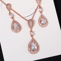 Fashion Shiny Zircon Long Drop-shaped Wedding Two-piece Wholesale Nihaojewelry sku image 1