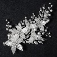 Fashion Pearl Rhinestone Leaf Side Duckbill Clip Wholesale Nihaojewelry sku image 1