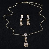 Fashion Zircon Pendant Long Drop-shaped Necklace Earrings Set Wholesale Nihaojewelry sku image 1